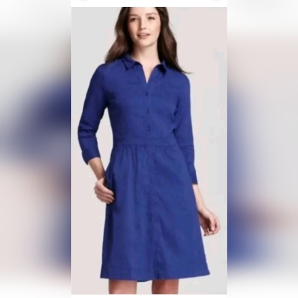 Eileen Fisher Dresses & Skirts - Eileen‎ Fisher linen-blend shirt dress.EUC. Cottagecore Coastal Summer